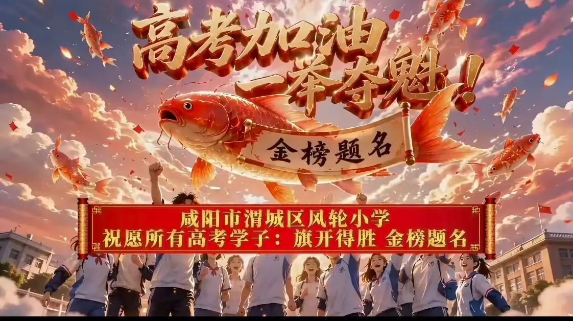 咸阳市渭城区风轮小学全体师生为奔赴考场的高考学子送上真挚祝福