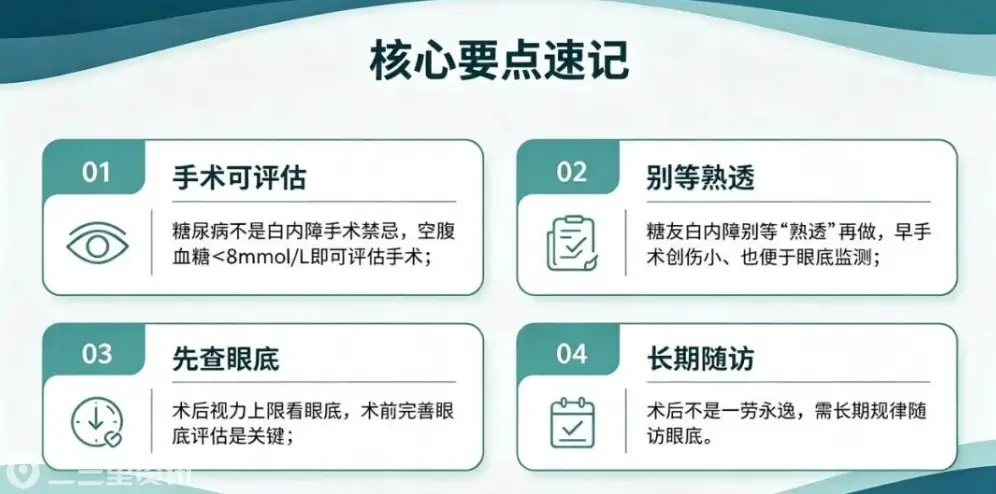 糖尿病患者得了白内障怎么办？一文讲清手术条件、常见误区与全程管理