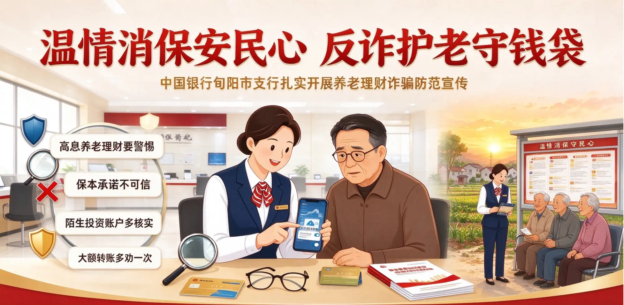 温情消保安民心 反诈护老守钱袋——中国银行旬阳市支行扎实开展养老理财诈骗防范宣传