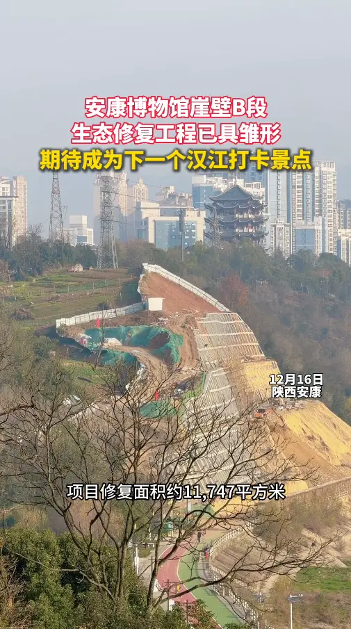 安康博物馆崖壁B段生态修复工程已具雏形，期待成为下一个打卡地