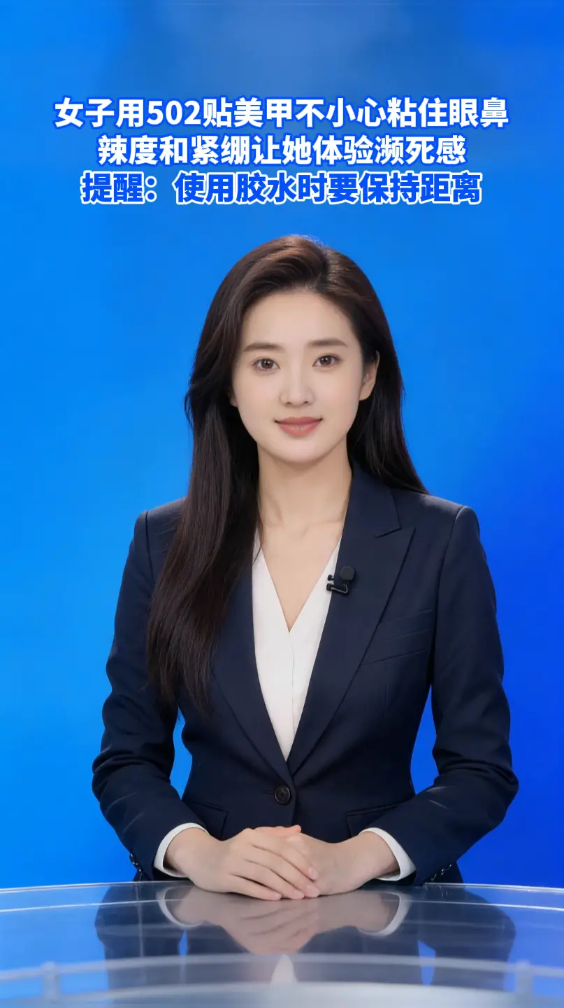 女子贴美甲粘住眼鼻体验濒死感
