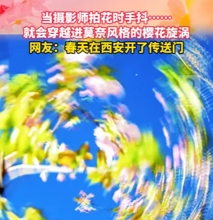 摄影师“手抖”拍花，瞬间穿越莫奈风格的樱花旋涡