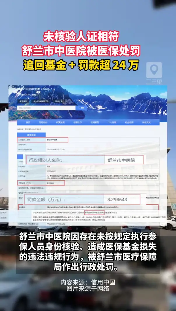 罚款8万+！舒兰市中医院因医保违规被官方通报处罚