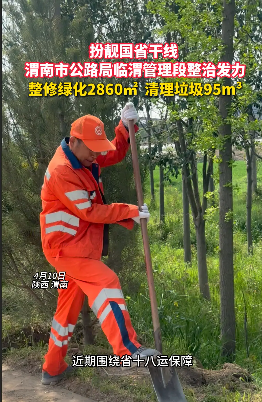 扮靓国省干线，渭南市公路局临渭管理段整治发力，整修绿化2860㎡，清理垃圾95m³