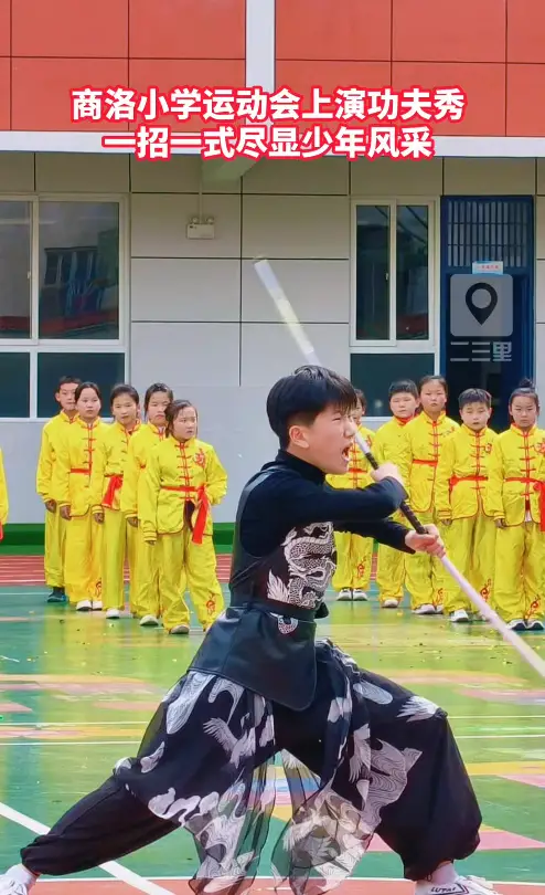 商洛小学上演功夫秀，一招一式尽显少年风采