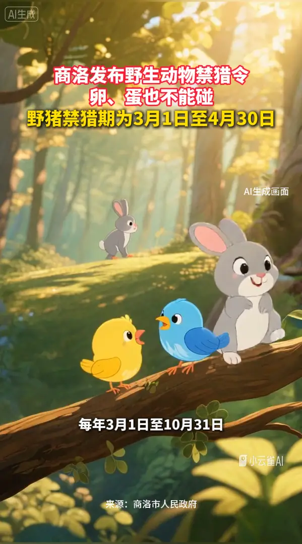 商洛发布野生动物禁猎令，卵、蛋也不能碰，野猪禁猎期为3月1日至4月30日
