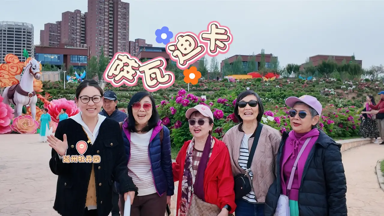 延州牡丹园迎来了泰国游客，赏花拍照打卡，不亦乐乎！