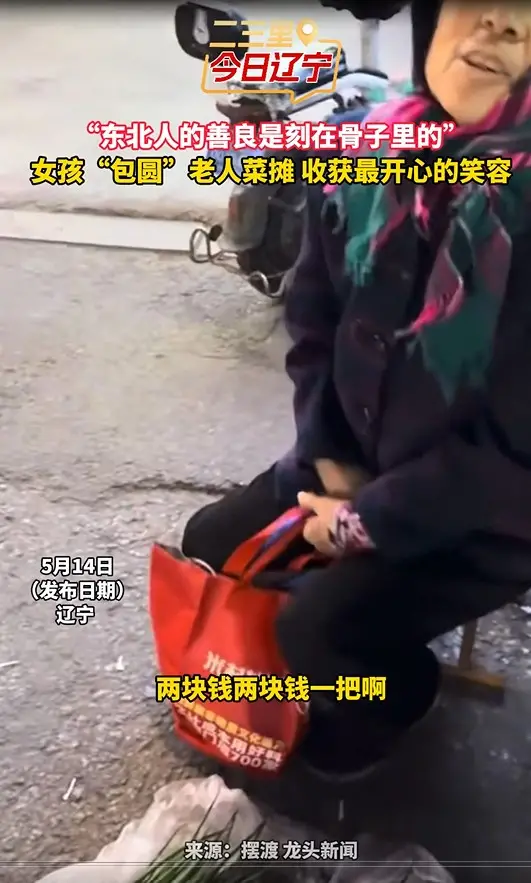“东北人的善良是刻在骨子里的” 女孩“包圆”老人菜摊 收获最开心的笑容