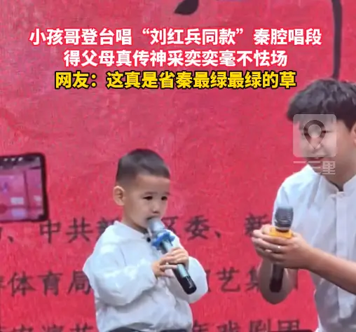 小孩哥登台唱“刘红兵同款”秦腔唱段，这真是省秦最绿最绿的草