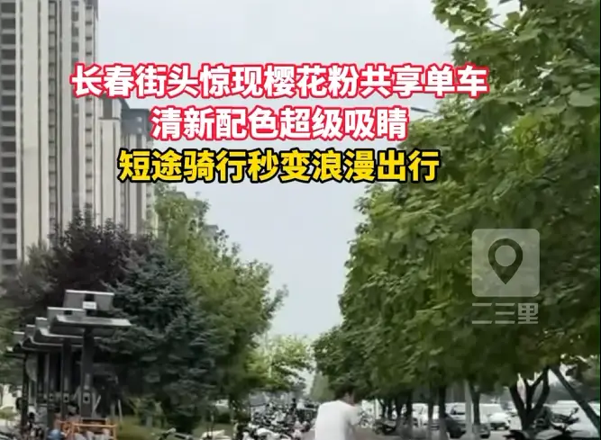 长春新增粉色共享单车，清新配色适合出行，骑上就是街上最靓的仔