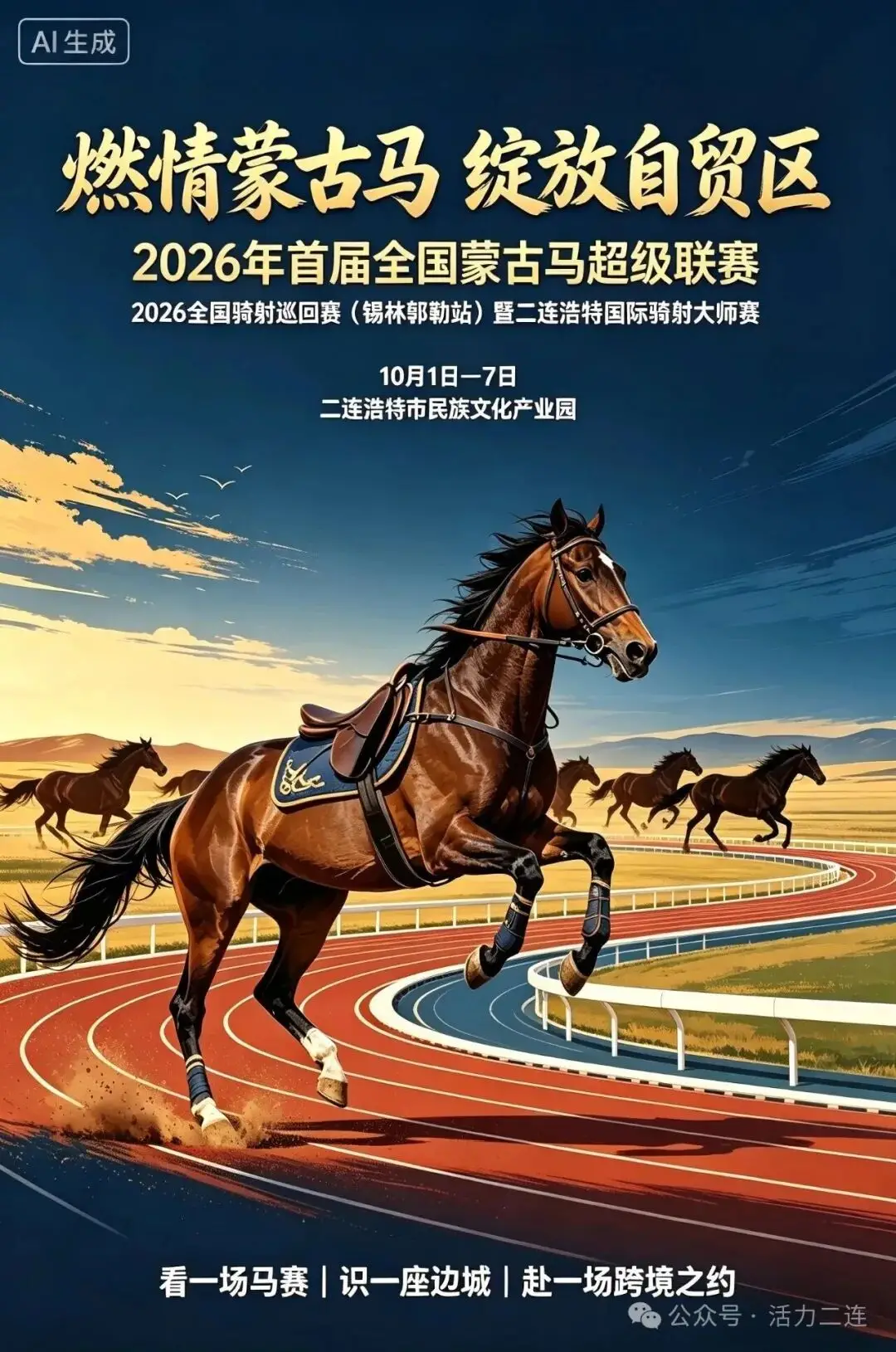 燃情蒙古马·绽放自贸区 | 2026年首届全国蒙古马超级联赛、2026全国骑射巡回赛（锡林郭勒站）暨二连浩特国际骑射大师赛在二连浩特启幕