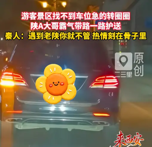游客景区找不到车位急的转圈圈，陕A大哥霸气带路一路护送
